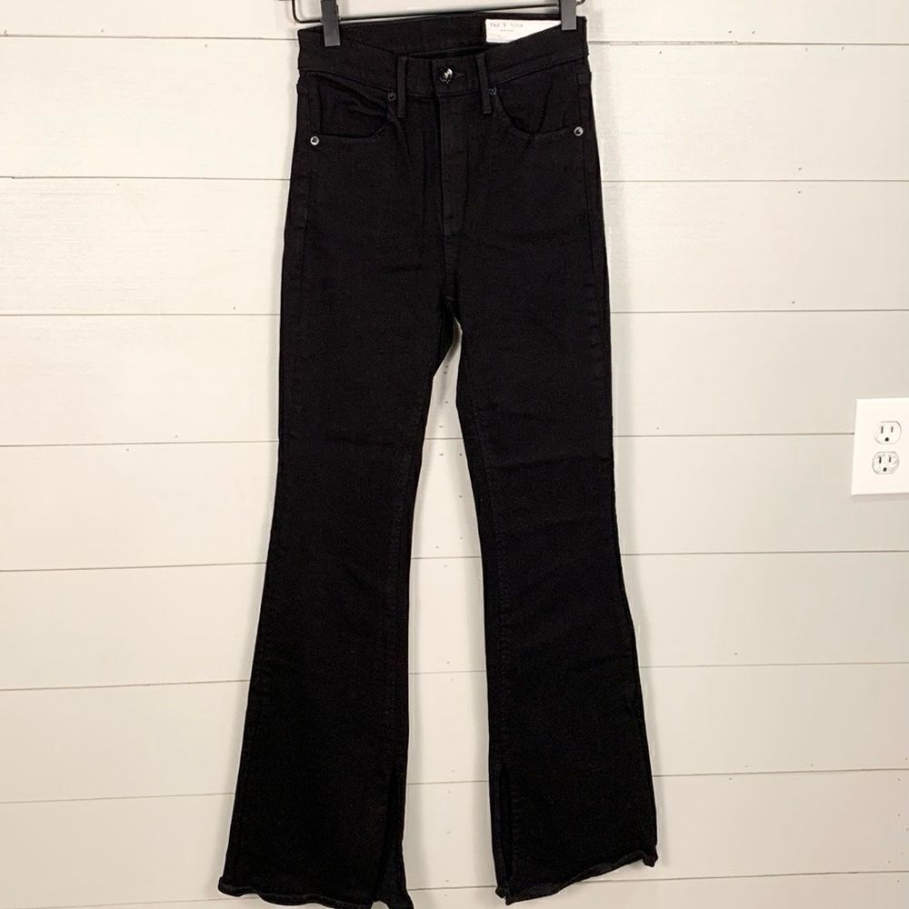 Rag & Bone Modele black bootcut wide leg stretch jeans size 25